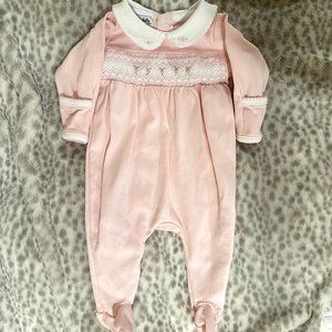 Magnolia Baby Pink Smocked Collared Girl Footie Size Newborn